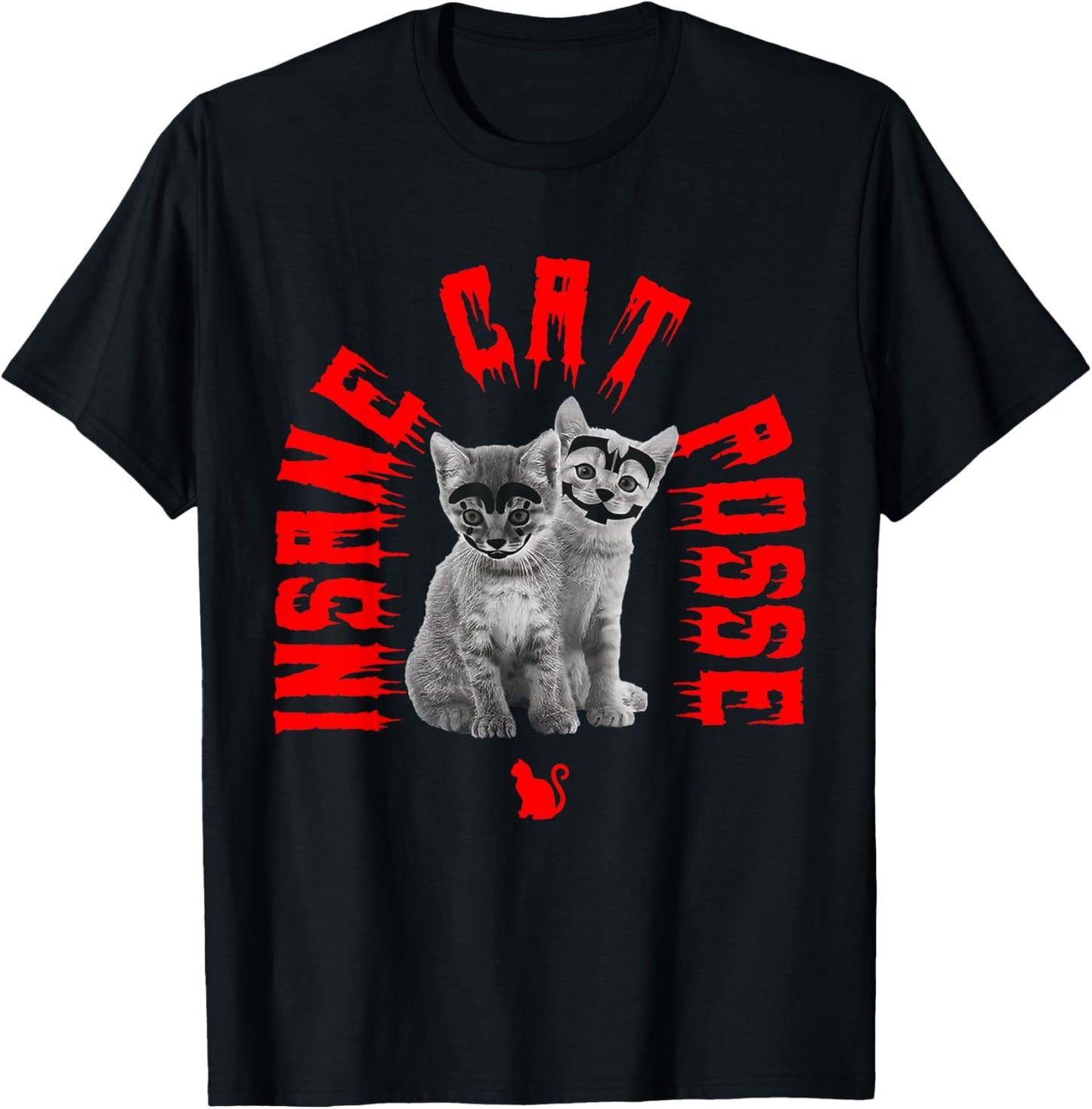 Insane Cat Posse Scary Cat Wear Horror Mask Spooky Women T-Shirt - T-Shirt | Black