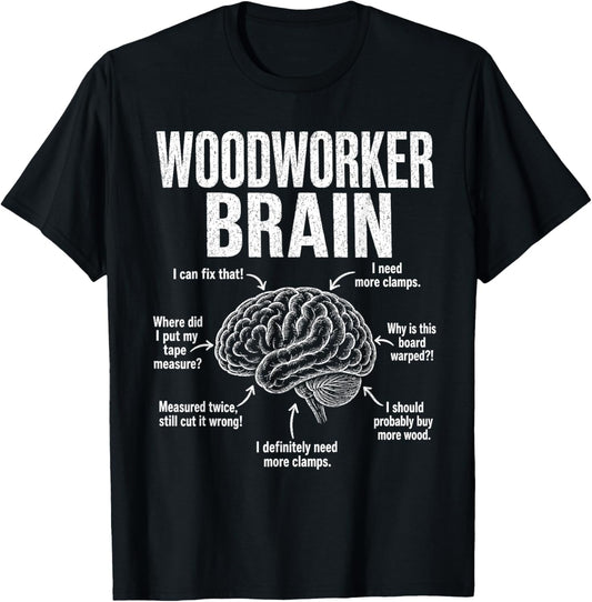 Woodworker Brain Funny Carpenter Workshop DIY Lumber Tools T-Shirt - T-Shirt | Black
