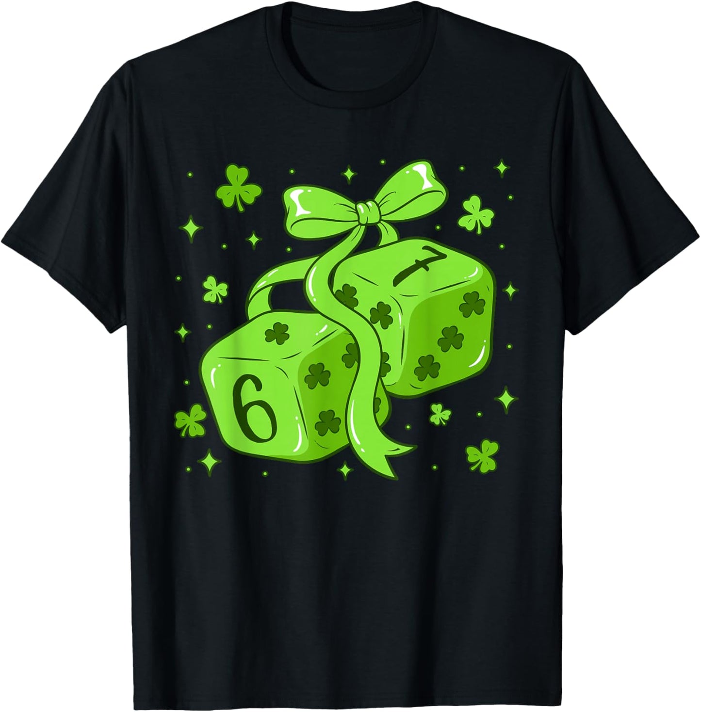 Six Seven Dice 67 St Patricks Day Meme Women Girls Kids T-Shirt - T-Shirt | Black