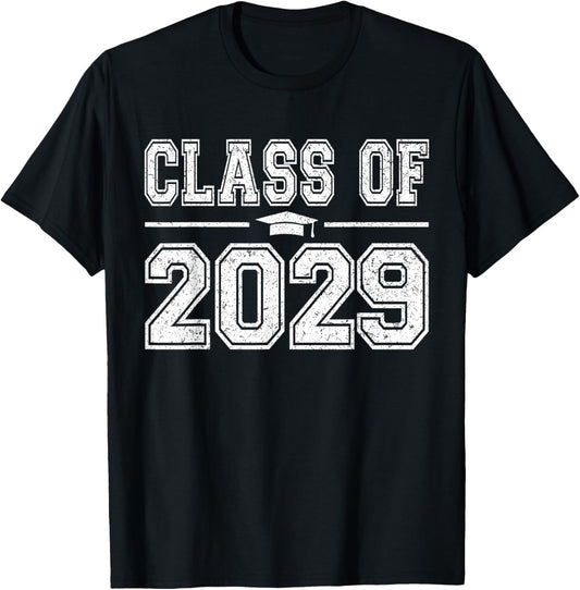 Class of 2029 Kindergarten Grow With Me Kinder Graduation T-Shirt - T-Shirt | Black