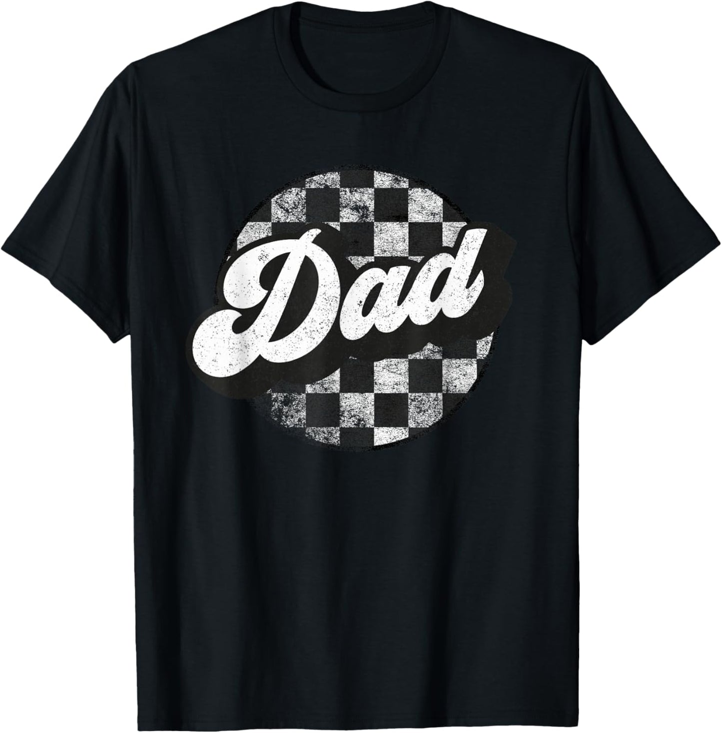 Funny Retro Checkered Dad Race Vintage Matching Family T-Shirt - T-Shirt | Black