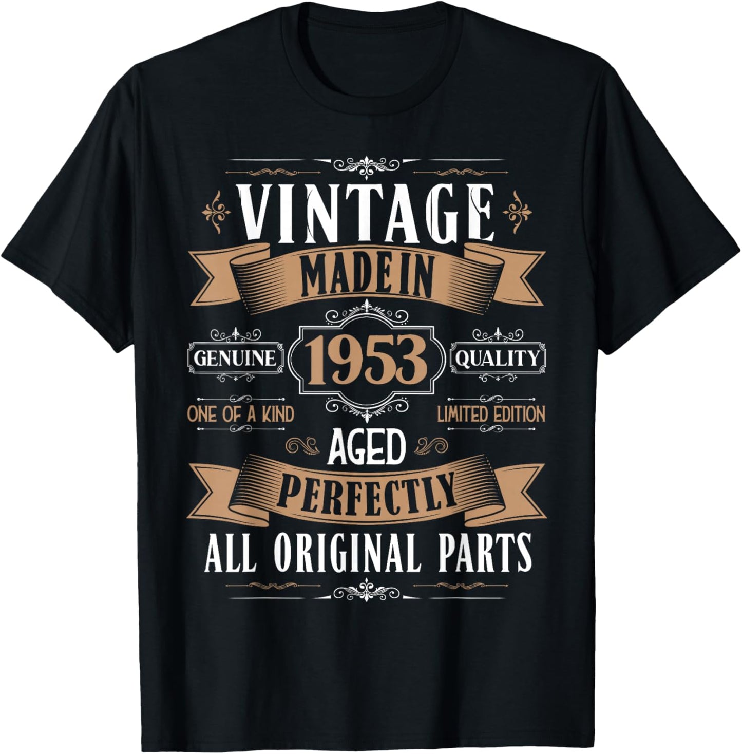 Vintage 72nd birthday men Born 1953 72 years old Bday T-Shirt - T-Shirt | Black