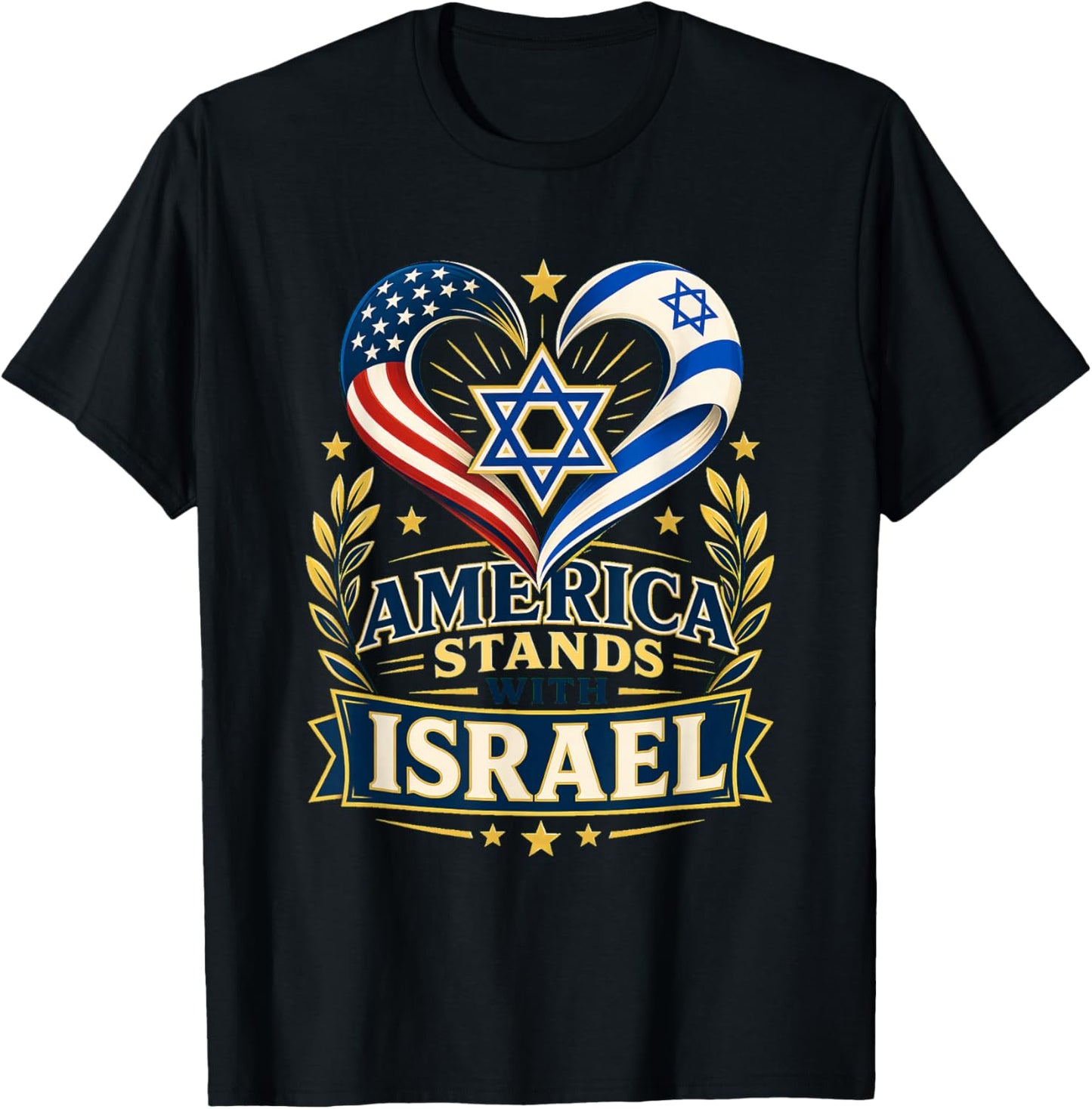 America Stands with Israel Star of David T-Shirt - T-Shirt | Black