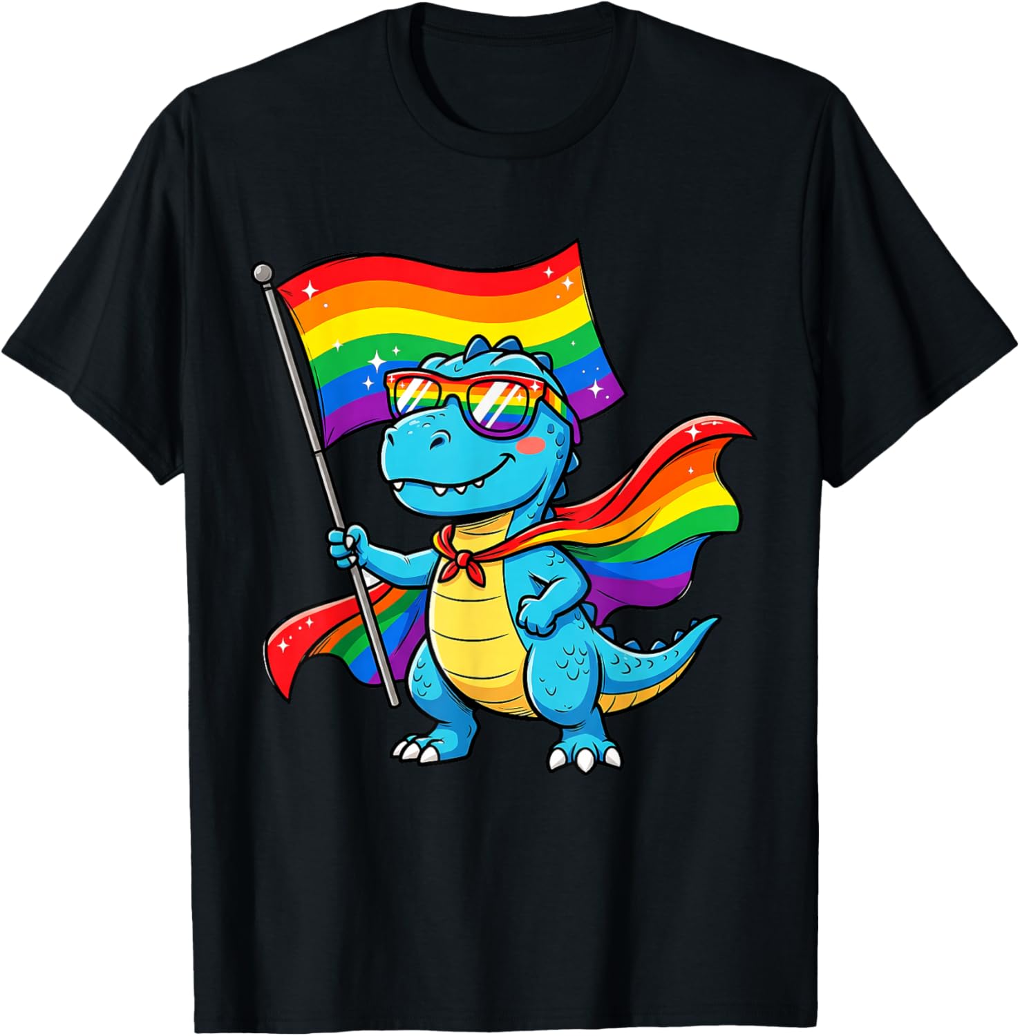 Funny Dino Pride Shirt Rainbow Gay Pride Gift T-Shirt - T-Shirt | Black