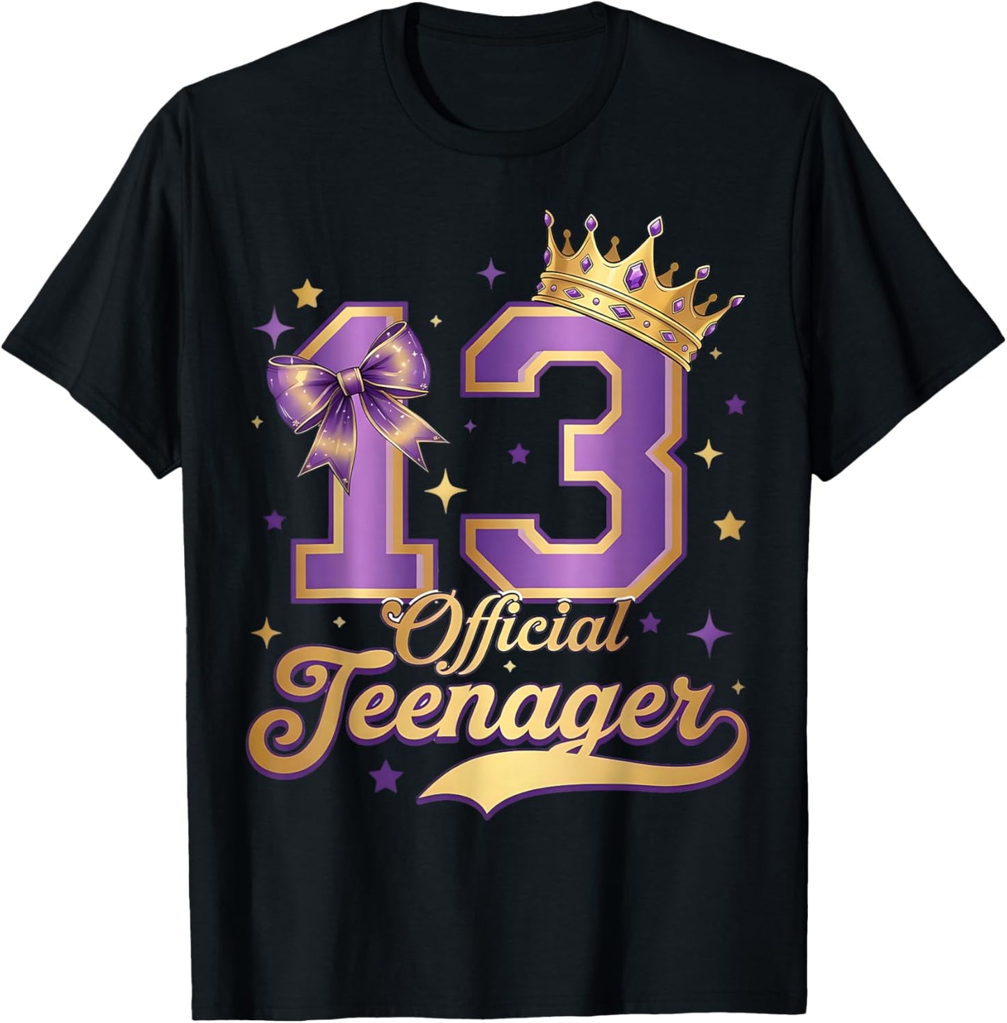 13th Birthday Official Teenager 13 Year Old Coquette Bow T-Shirt - T-Shirt | Black