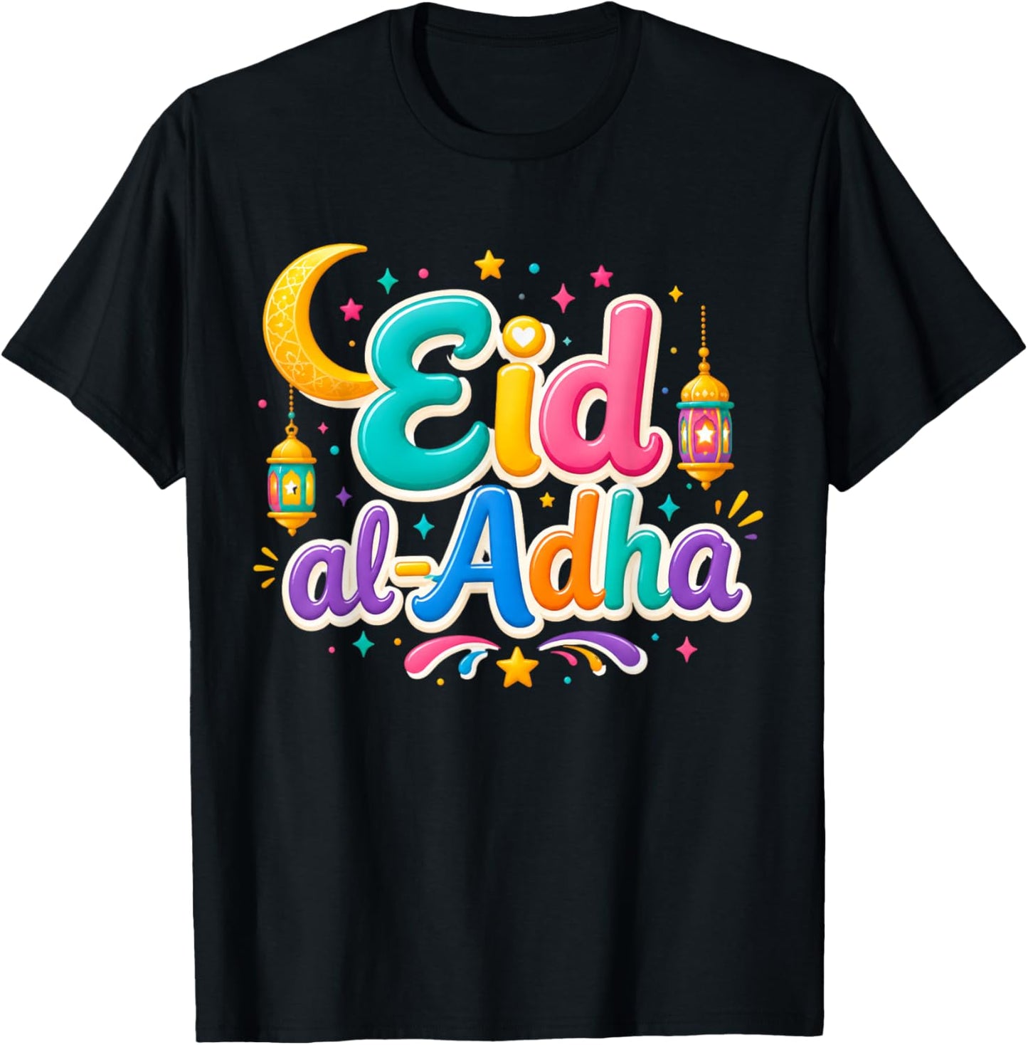 Happy Eid Al Adha Mubarak Kids Muslim Cute Sheep Holiday T-Shirt - T-Shirt | Black
