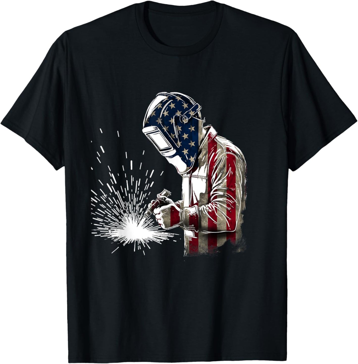 Patriotic Welder US Flag - Weld Welding Ironworker T-Shirt - T-Shirt | Black