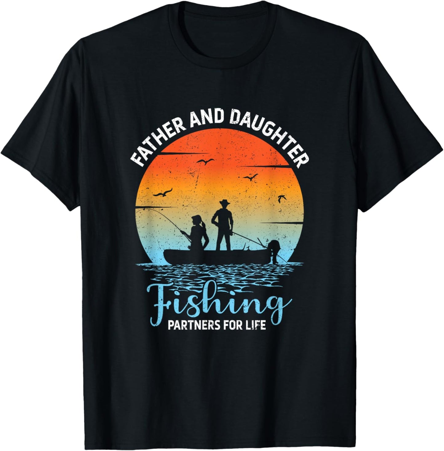 Father Daughter Fishing Partners Cute Dad Daughter Matching T-Shirt - T-Shirt | Black