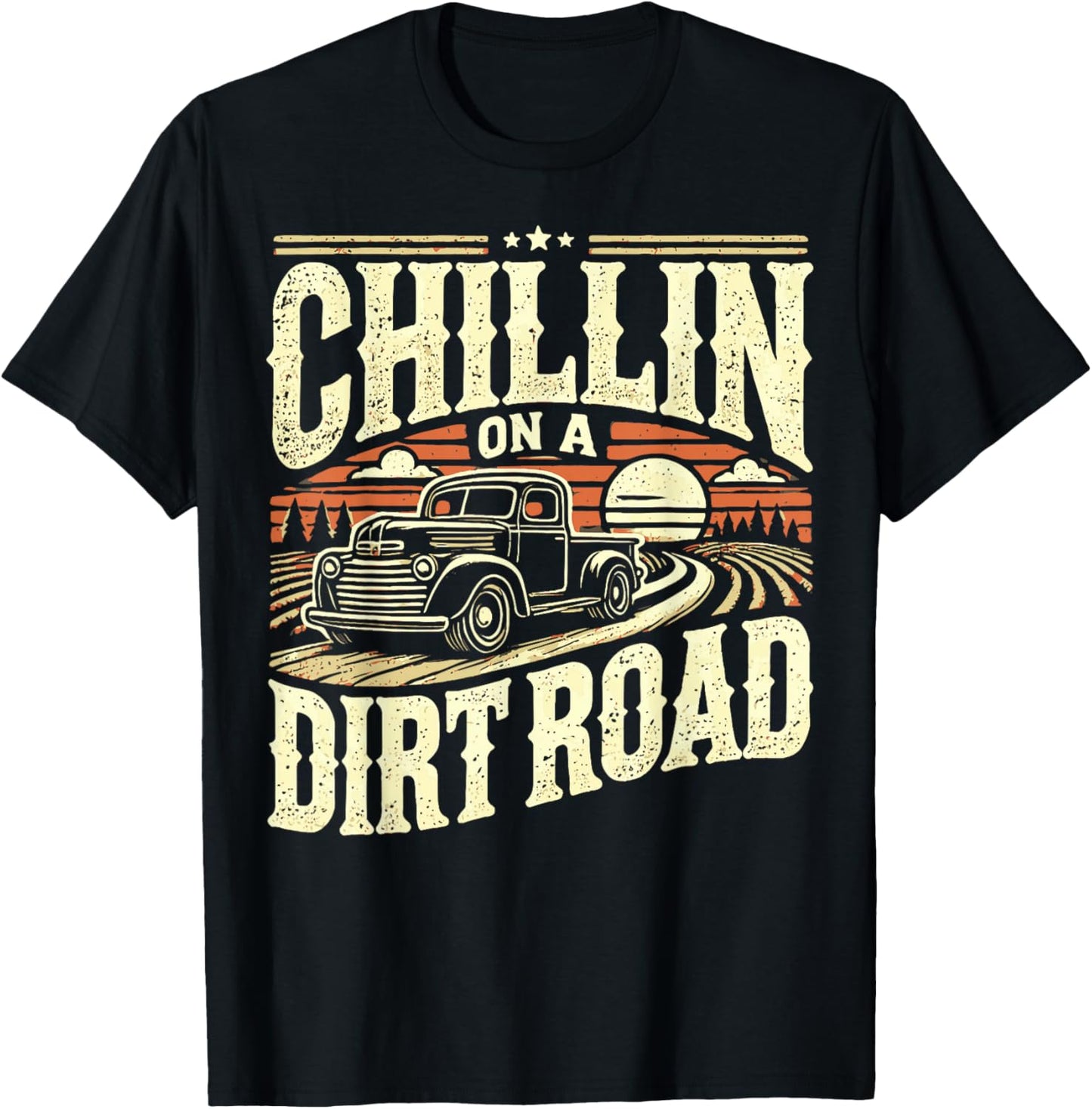 Western Cowboy Chillin On A Dirt Road Country Music T-Shirt - T-Shirt | Black