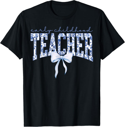 Retro Early Childhood Teacher Coquette Bow Special Education T-Shirt - T-Shirt | Black