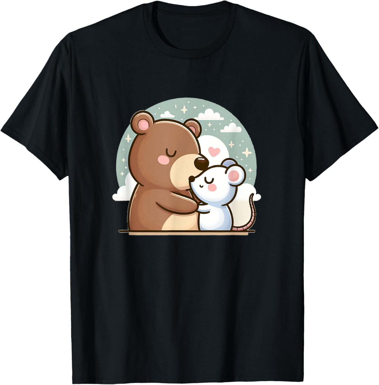 Cuddling Bear And Mouse In Love T-Shirt - T-Shirt | Black