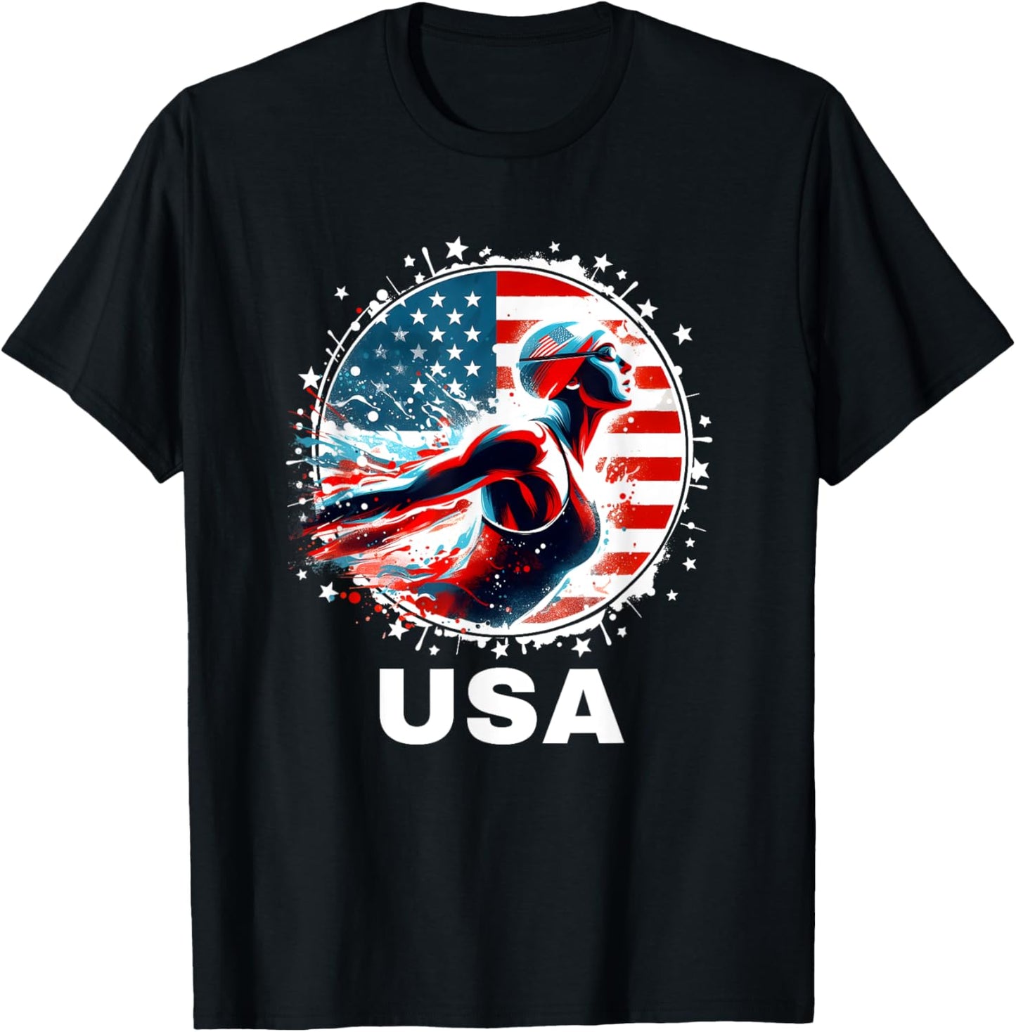 Swimming United States Team Apparel American Flag Swimming Kids Men T-Shirt - T-Shirt | Black