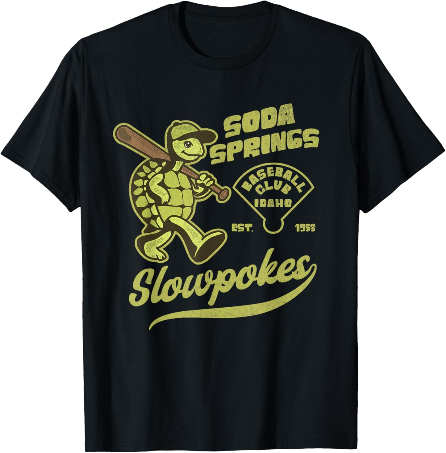 Soda Springs Slowpokes Retro Minor League Baseball Club 1953 T-Shirt - T-Shirt | Black