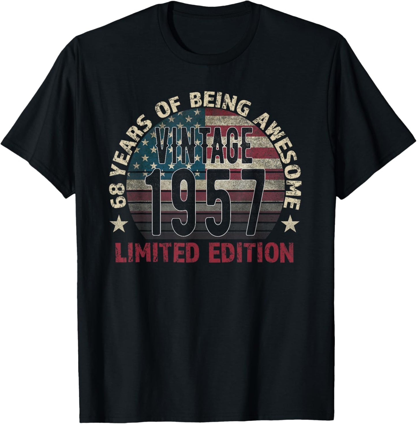 68th Birthday Gift men Vintage born 1957 turning 68 Year Old T-Shirt - T-Shirt | Black