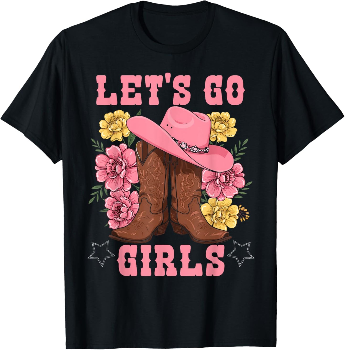 Let's Go Girls Retro Rodeo Western Love Country Cowgirl T-Shirt - T-Shirt | Black