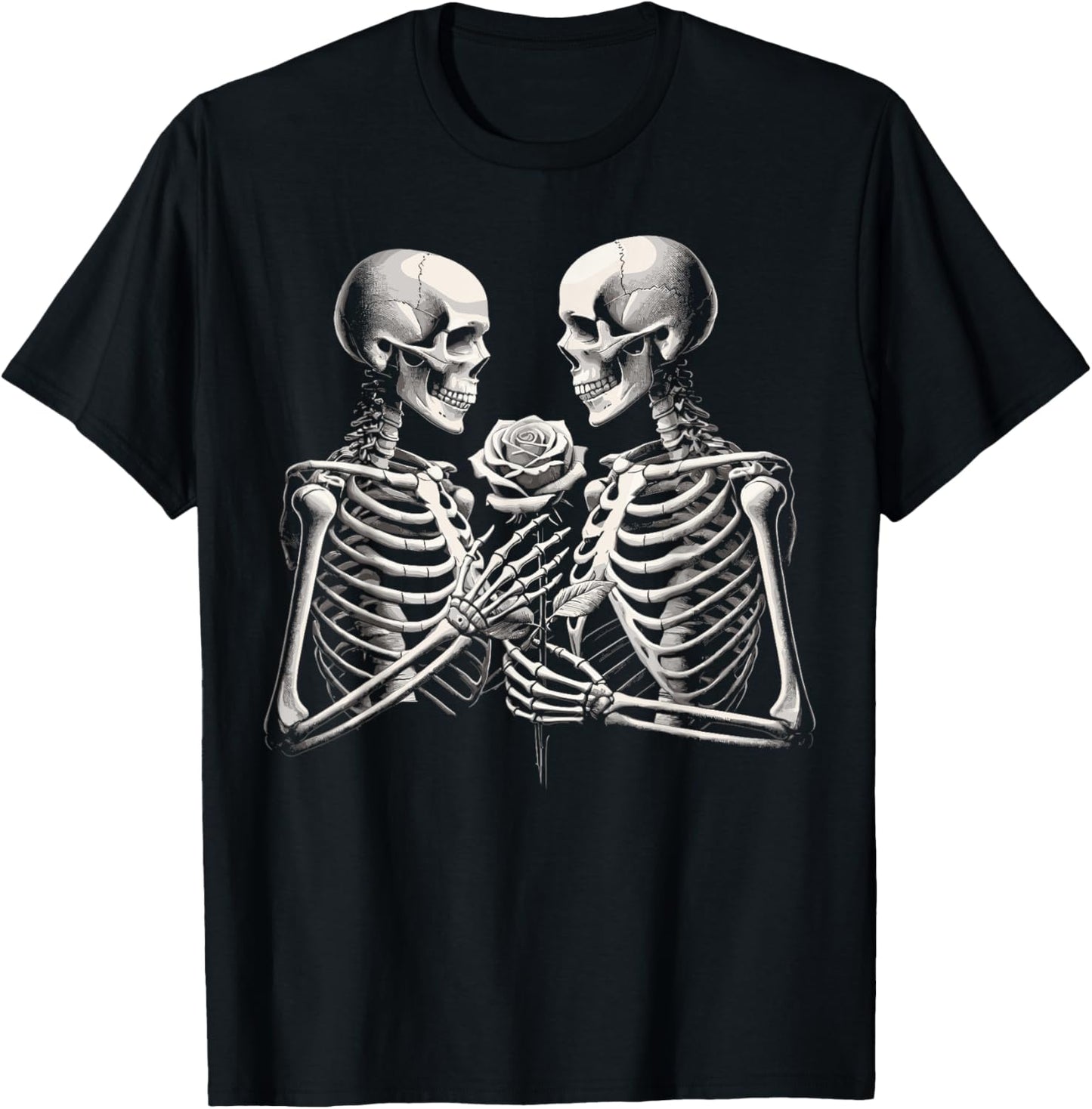 Skeleton Skull Love Goth Halloween T-Shirt - T-Shirt | Black