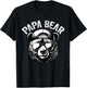 Papa Bear Face Grizzly Fathers Day Bear Lover T-Shirt - T-Shirt | Black