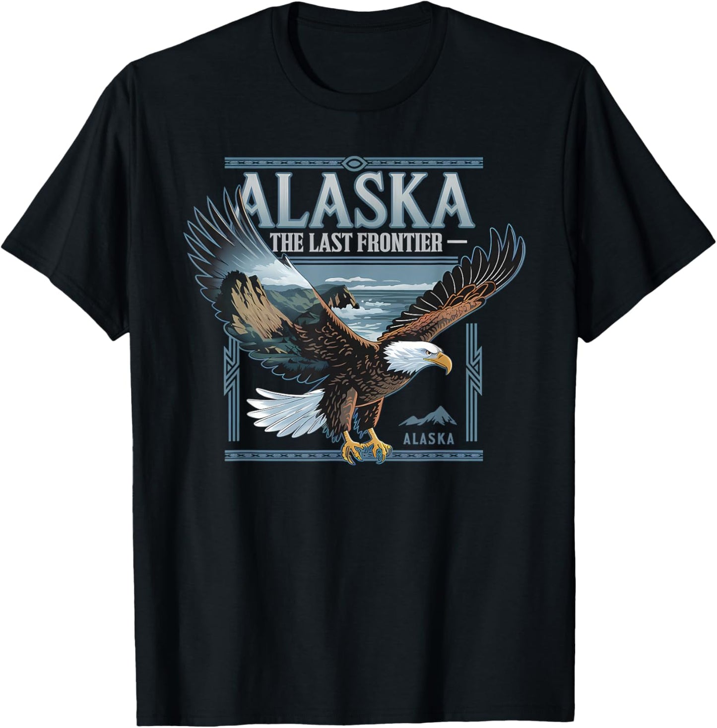 Alaska State Pride The Last Frontier Bald Eagle Alaskan Trip T-Shirt - T-Shirt | Black