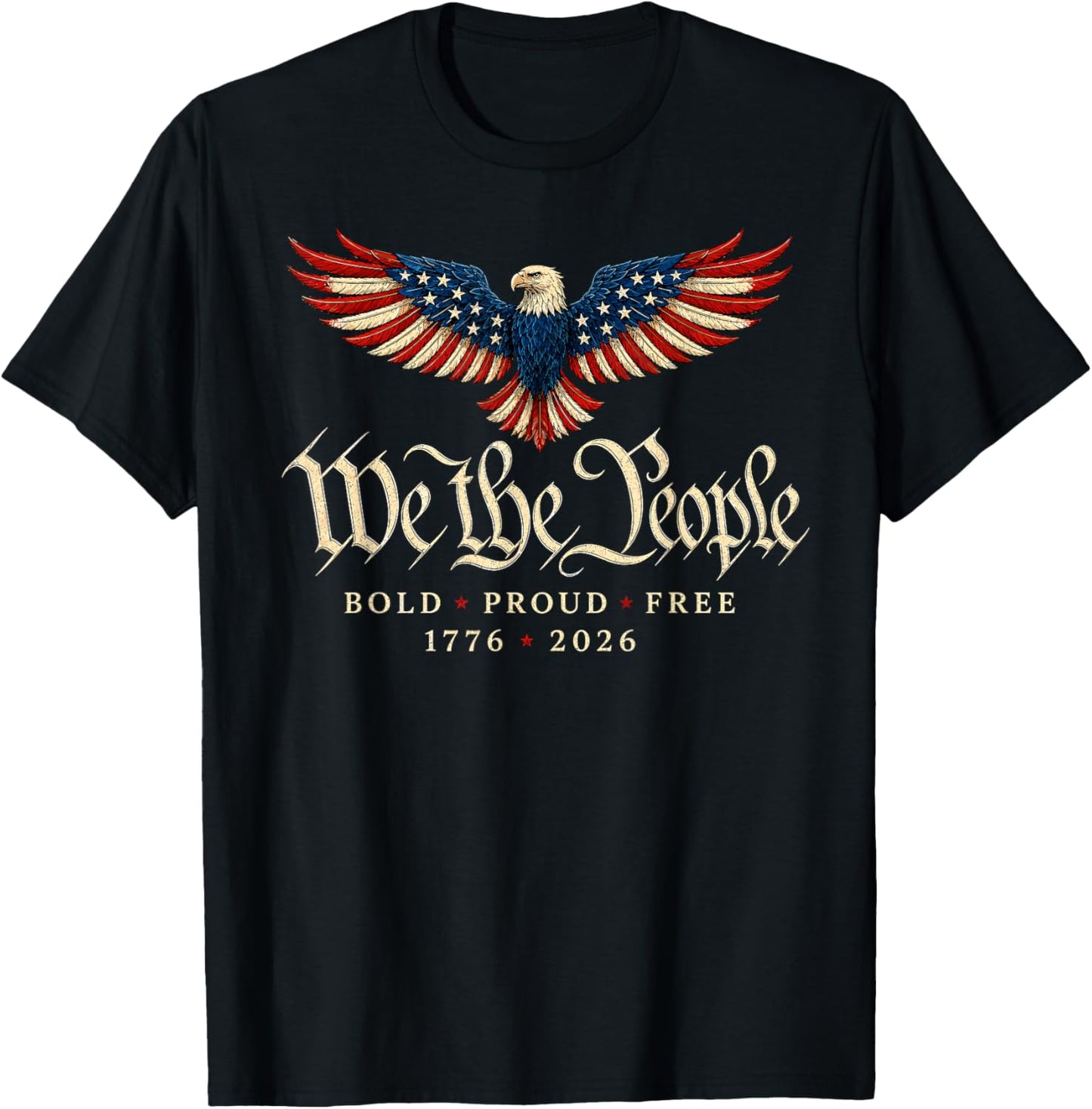 Patriotic Eagle 1776 2026 250th Anniversary T-Shirt - T-Shirt | Black
