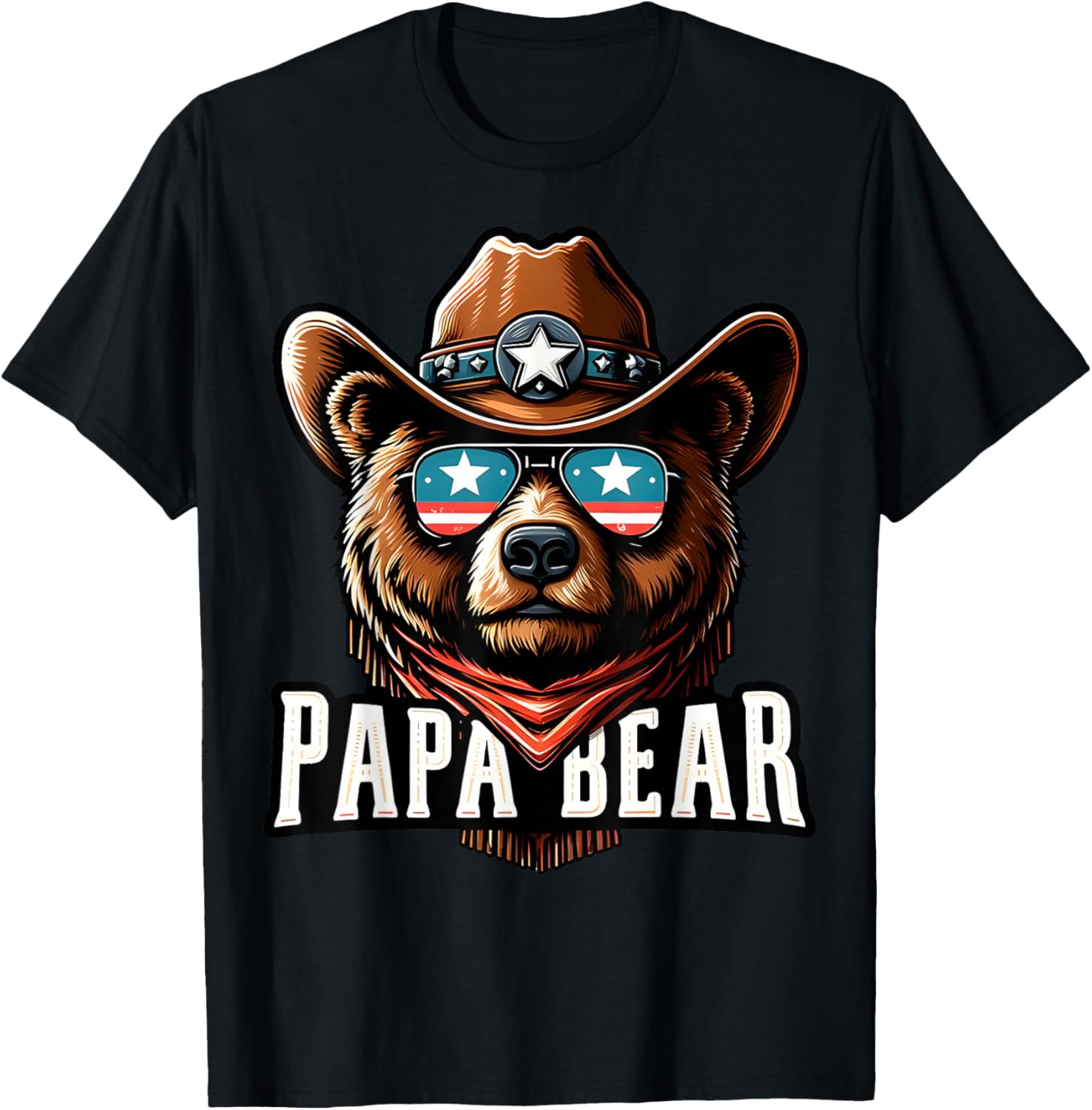 Papa Bear Shirt Fathers Day Gift Patriotic Proud Best Dad T-Shirt - T-Shirt | Black