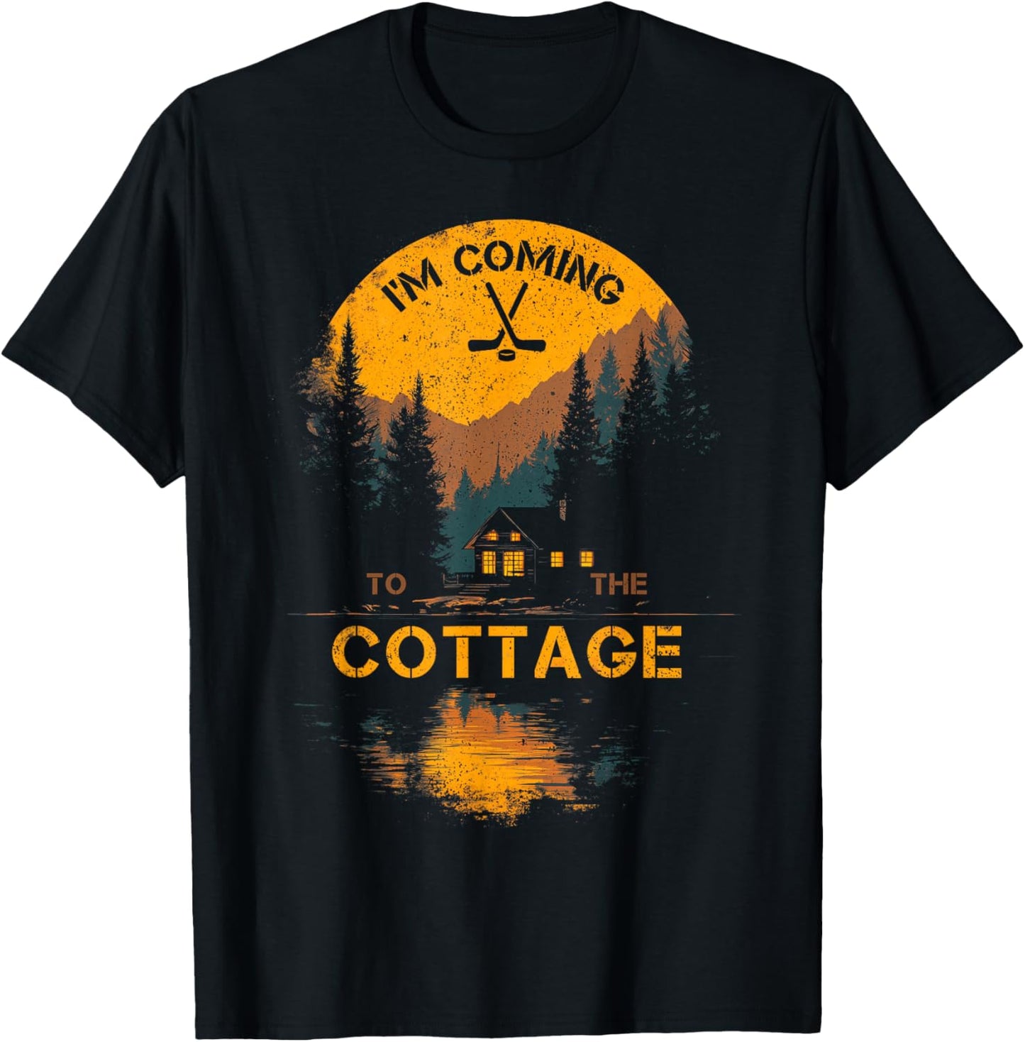 I'm Coming to The Cottage Abstract Unique Graphic T-Shirt - T-Shirt | Black