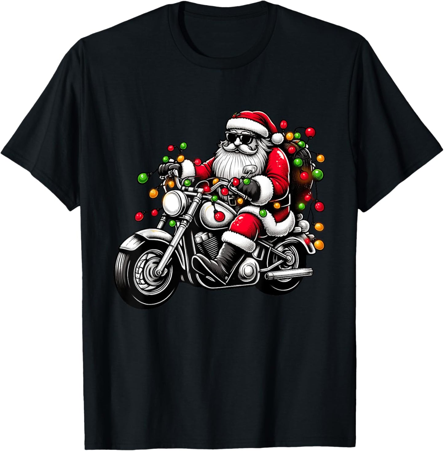 Santa Riding Motorcycle Funny Christmas Biker Toddler Kids T-Shirt - T-Shirt | Black
