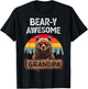 Bear-y Awesome Grandpa Funny Saying Bear Vintage Grandfather T-Shirt - T-Shirt | Black