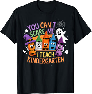 You Can't Scare Me I Teach Kindergarten Halloween Teacher T-Shirt - T-Shirt | Black