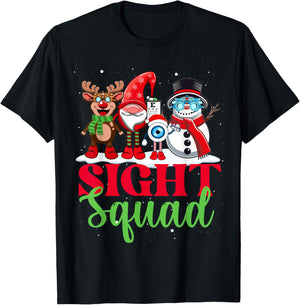 Sight Squad Reindeer Gnome Santa Funny Christmas Optometrist T-Shirt - T-Shirt | Black