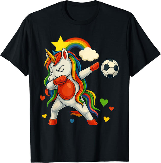 Soccer Game Day Shirt, Cool Dabbing Unicorn Soccer T-Shirt - T-Shirt | Black