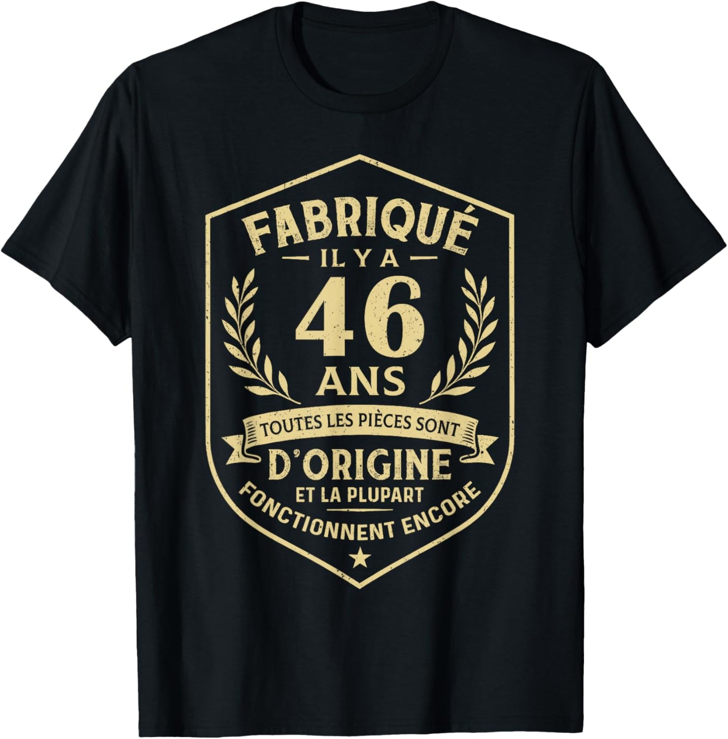 Made 46 Years Ago Original Parts 46th Birthday T-Shirt - T-Shirt | Black