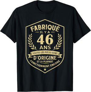 Made 46 Years Ago Original Parts 46th Birthday T-Shirt - T-Shirt | Black