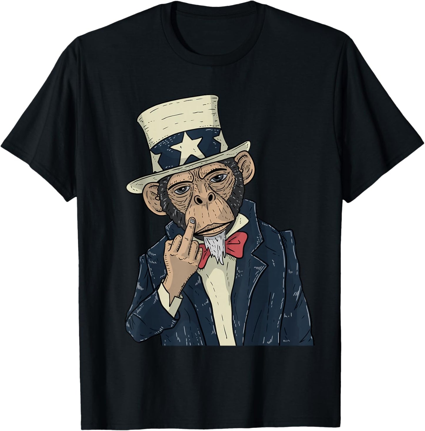 Monkey Sam Shows Middle Finger T-Shirt - T-Shirt | Black
