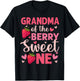 Grandma of The Berry Sweet One Strawberry First Birthday T-Shirt - T-Shirt | Black