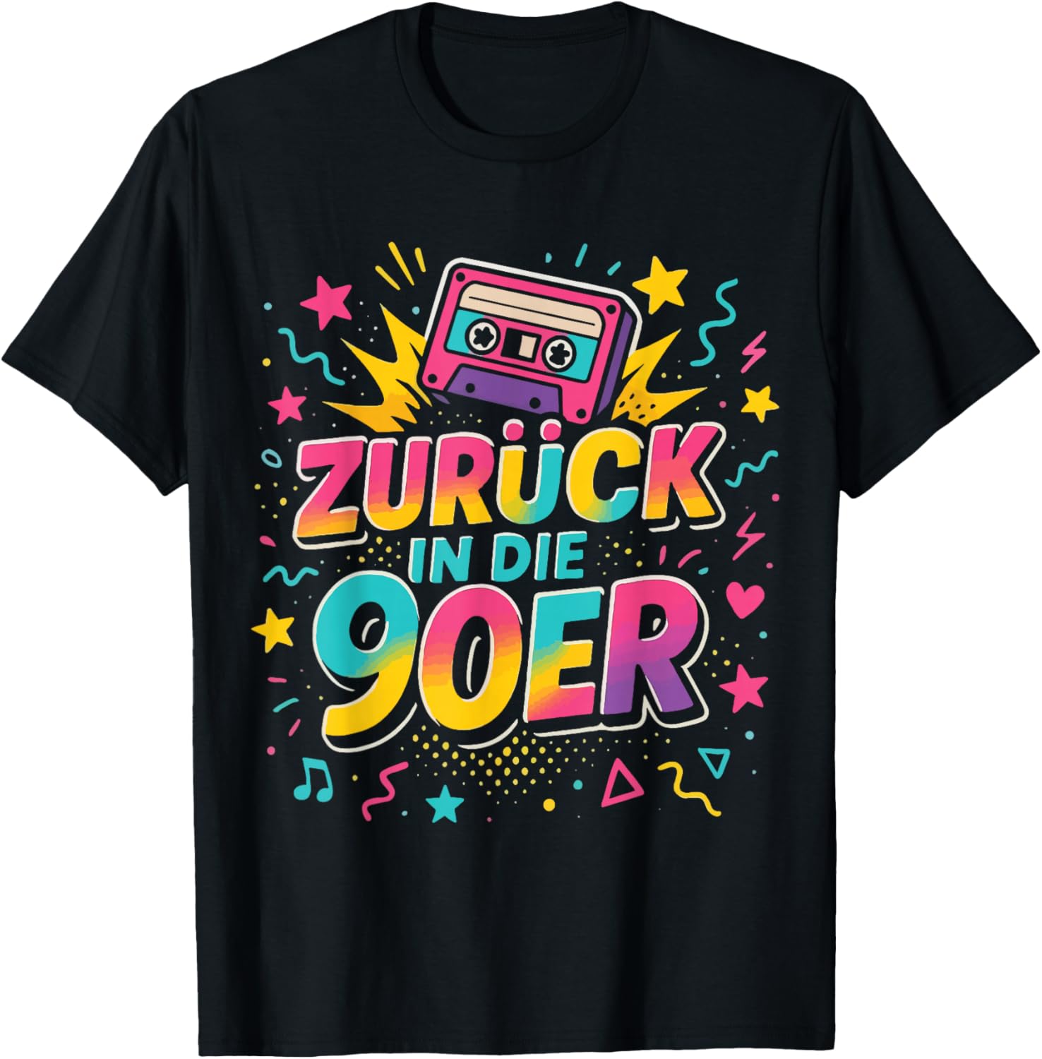 Back In The 90s 90s Outfit Theme Party Retro Decorative T-Shirt - T-Shirt | Black
