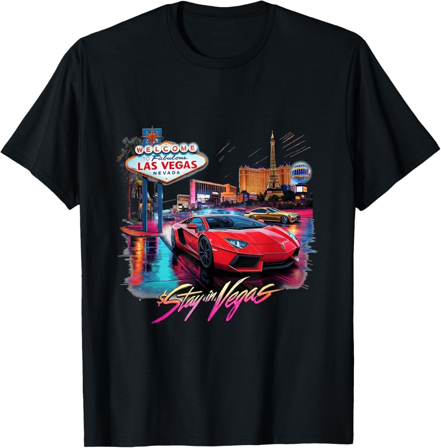 Souvenir Vacation Road Trip 2026 Retro Las Vegas T-Shirt - T-Shirt | Black