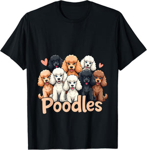 I Love Poodles Shirt Women Girls Kids Cute Poodle Dog Lover T-Shirt - T-Shirt | Black