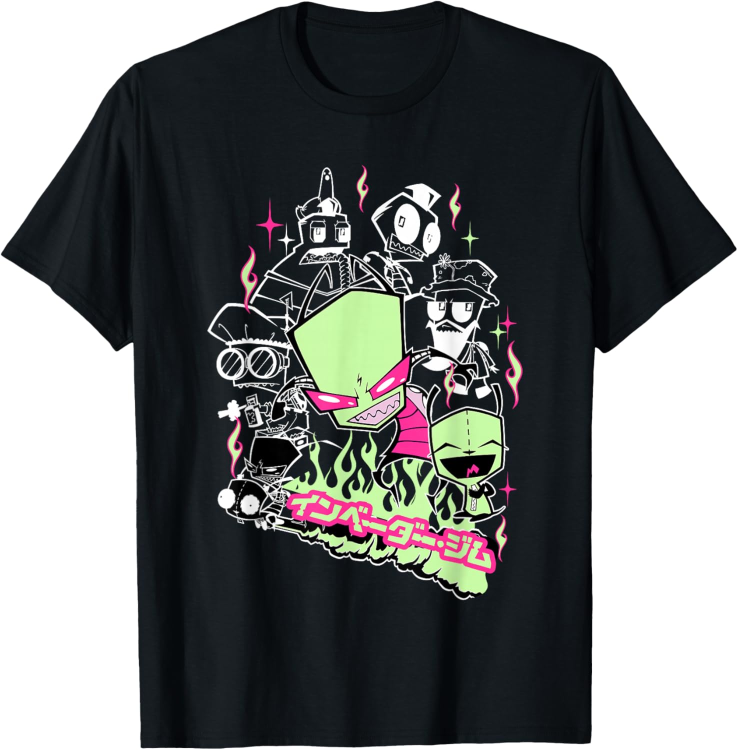 Invader Zim Japanese Aesthetic Collage T-Shirt - T-Shirt | Black