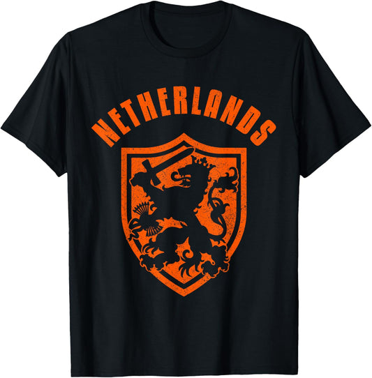 Netherlands Netherlands Lion Dutch Holland Vintage T-Shirt - T-Shirt | Black