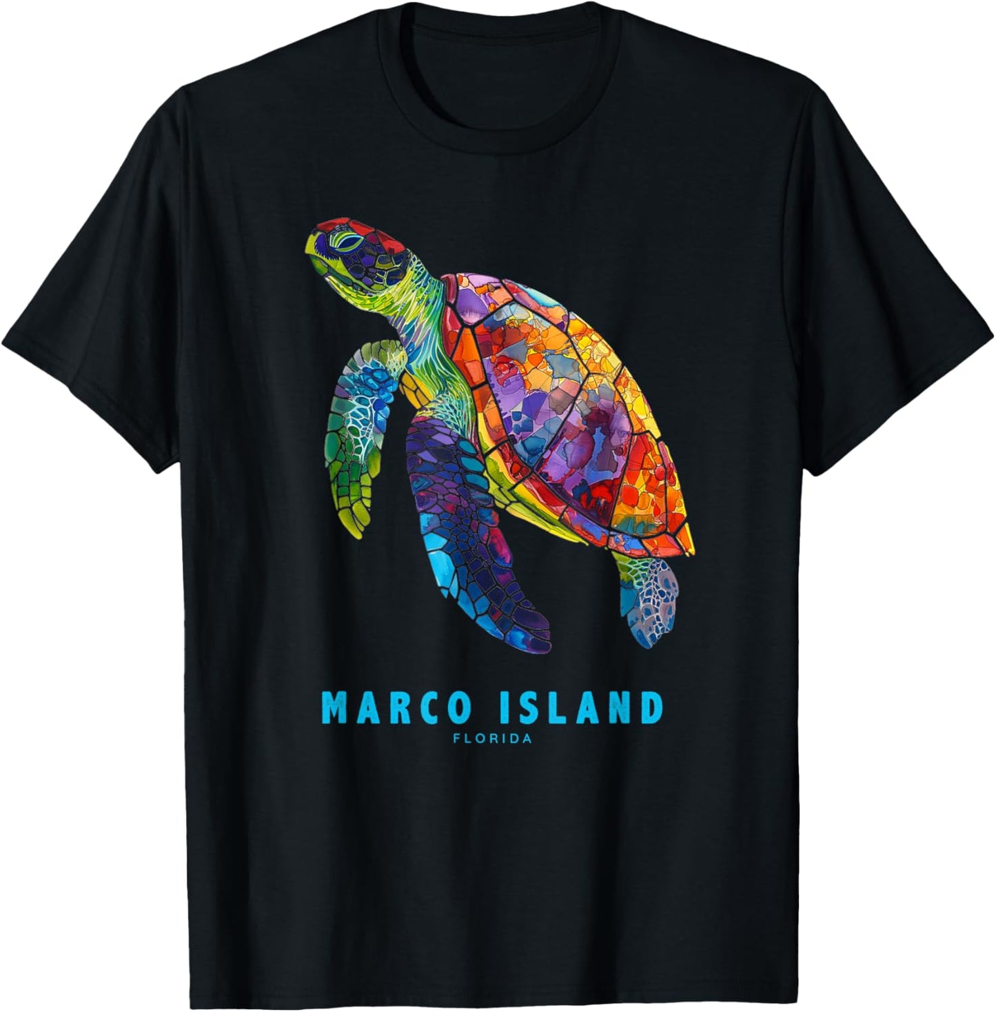 Marco Island Florida Sea Turtle Beach Vacation Retro Vintage T-Shirt - T-Shirt | Black