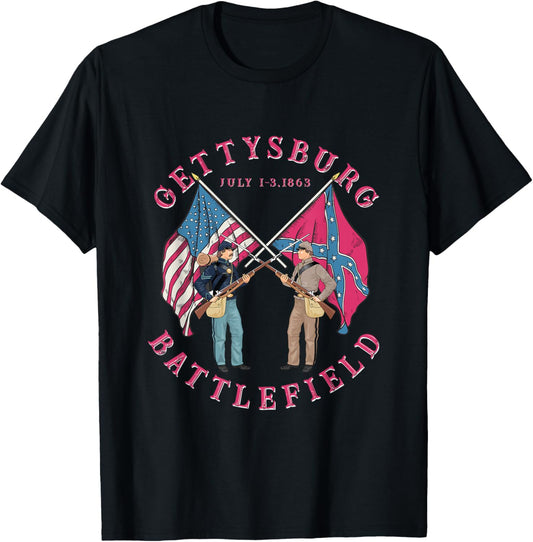 Vintage Gettysburg Battlefield American History T-Shirt - T-Shirt | Black