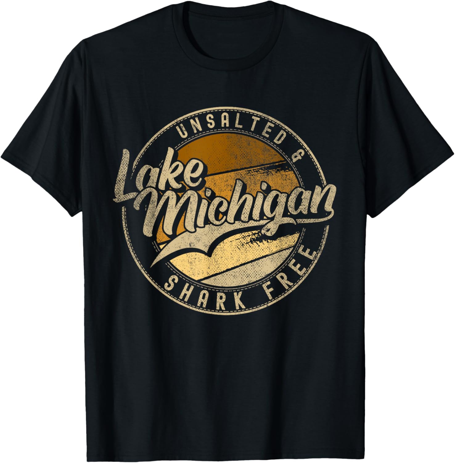 Lake Michigan Unsalted Shark Free | Great Lakes T-Shirt - T-Shirt | Black
