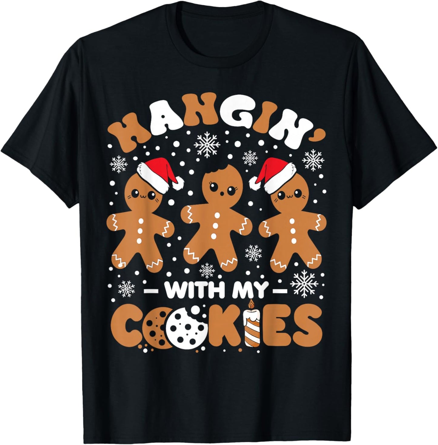 Hangin With My Cookies Gingerbread Women Christmas Teacher T-Shirt - T-Shirt | Black