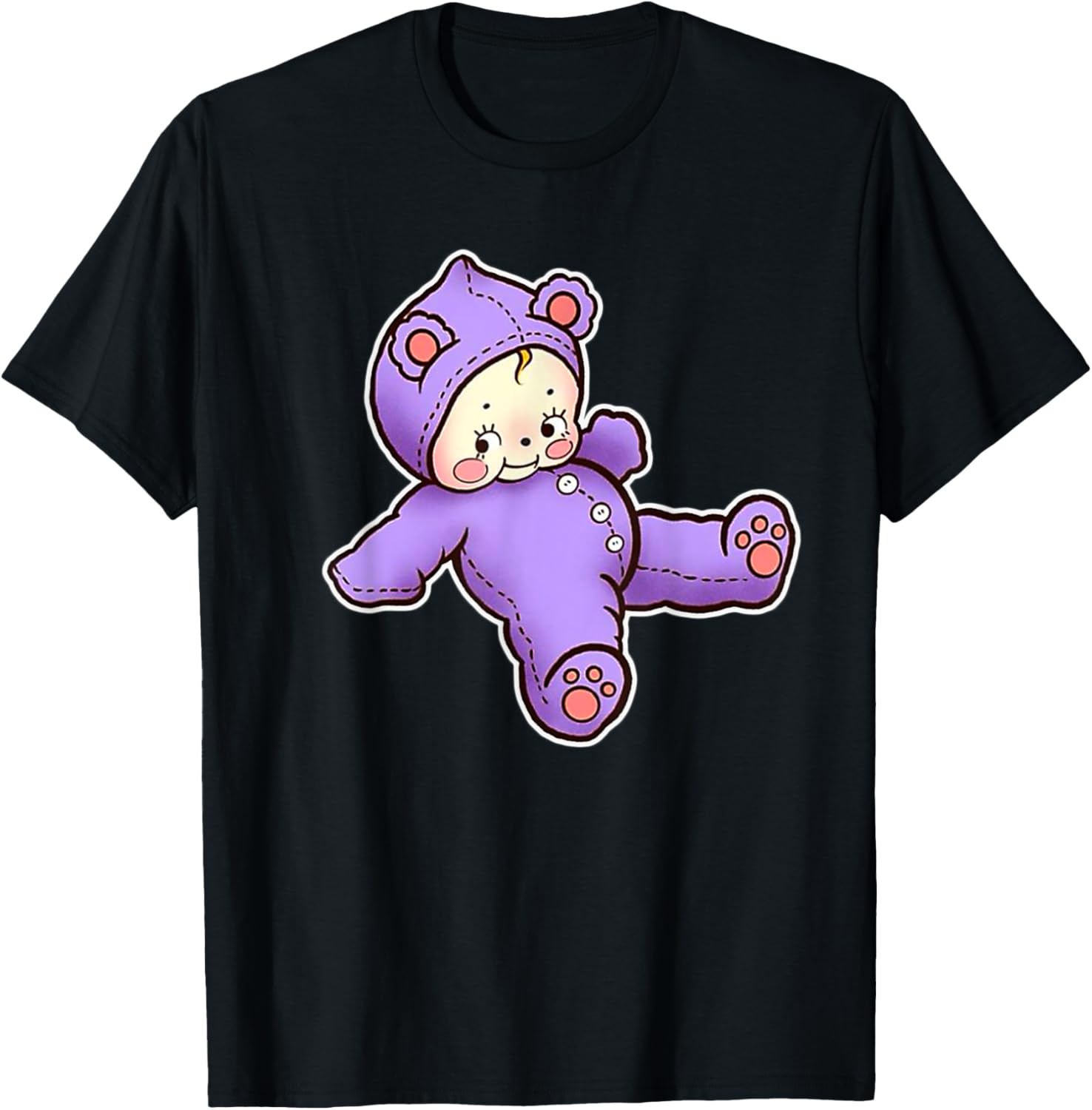 Urban Empyre Kewpie Baby Teddy Bear Cute Kewpie Doll , Small, Black T-Shirt - T-Shirt | Black