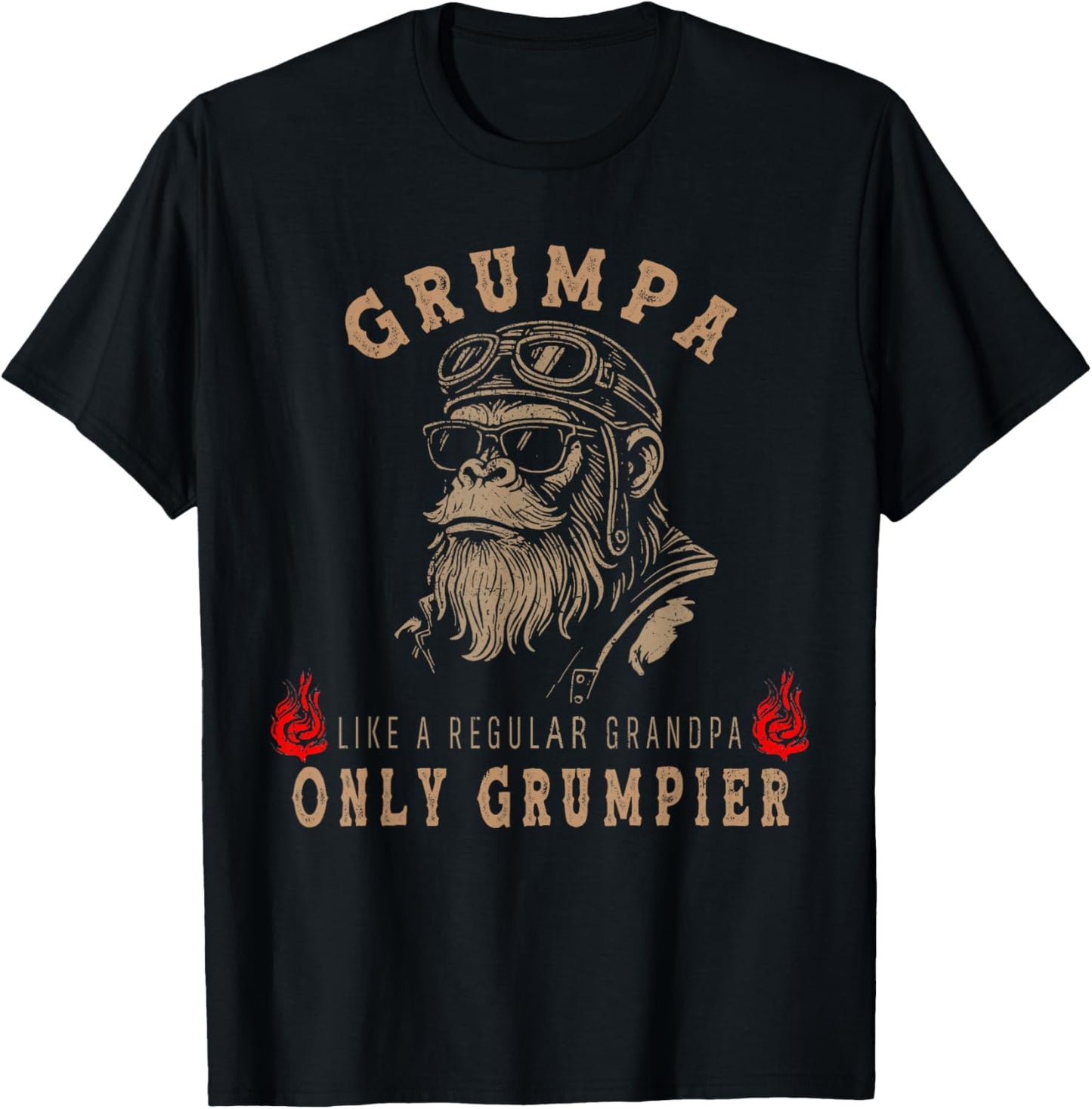 Grumpa Like A Regular Grandpa Only Grumpier Monkey T-Shirt - T-Shirt | Black