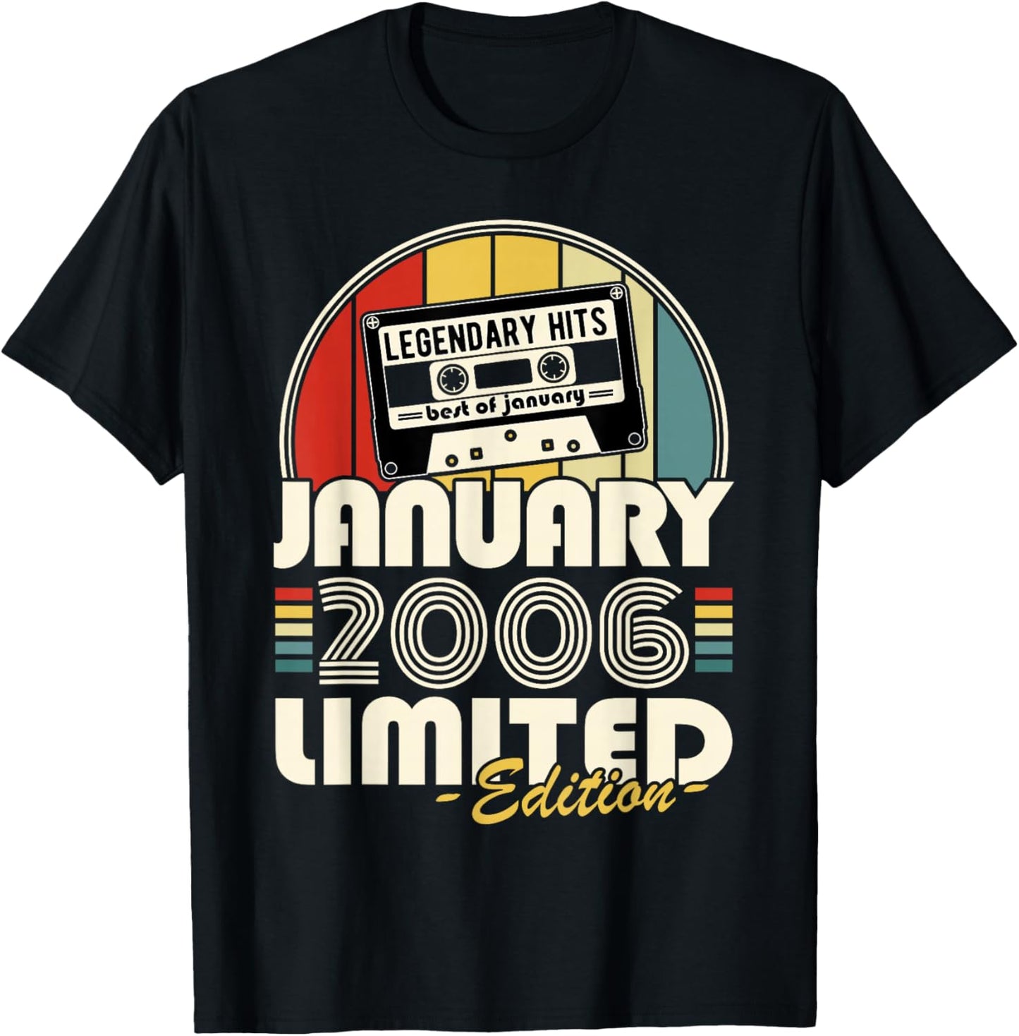 Vintage Birthday 20 Years Born in January 2006 Boy Girl T-Shirt - T-Shirt | Black