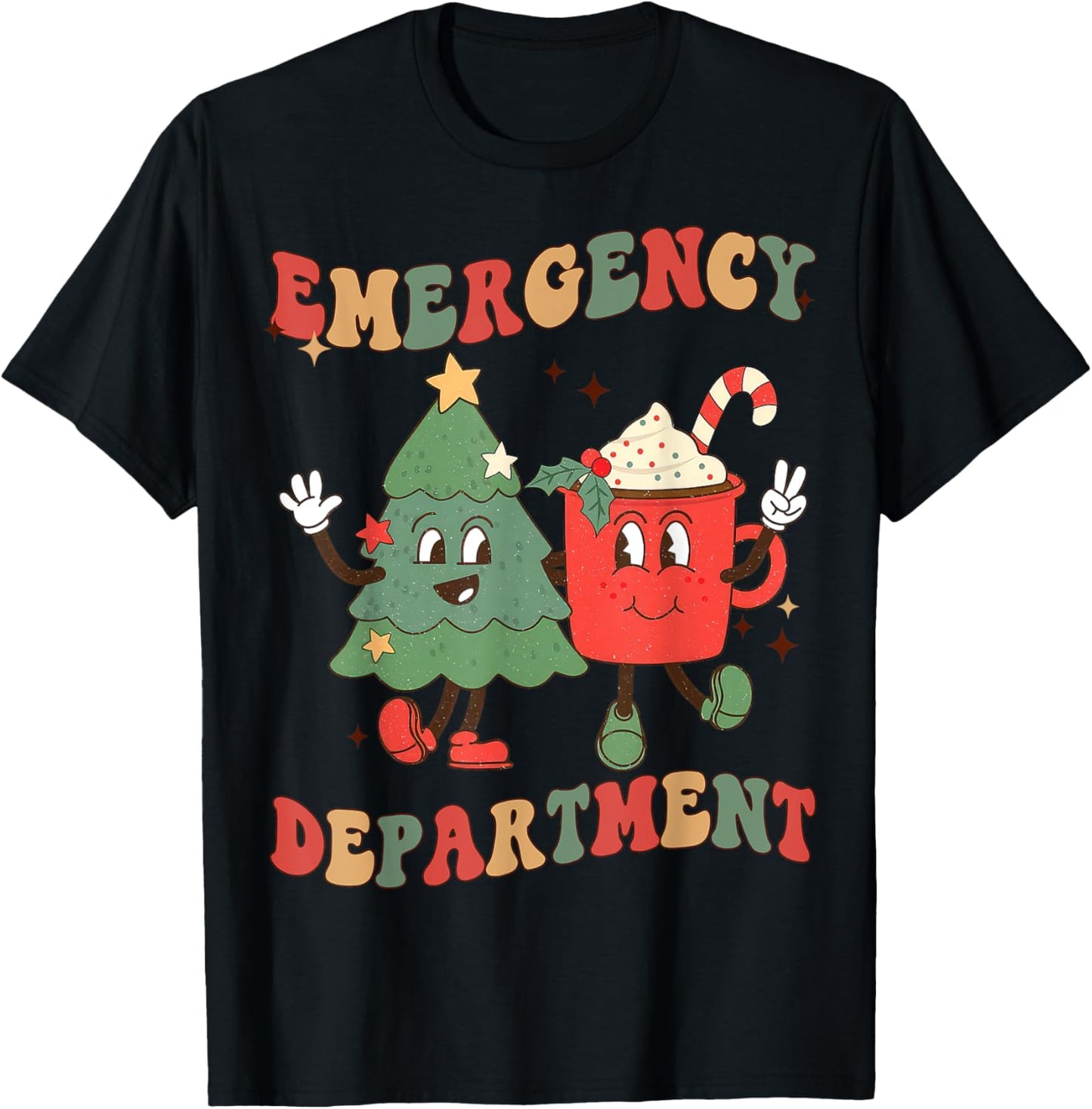 Retro Emergency Department ER Nurse Christmas Emergency Room T-Shirt - T-Shirt | Black