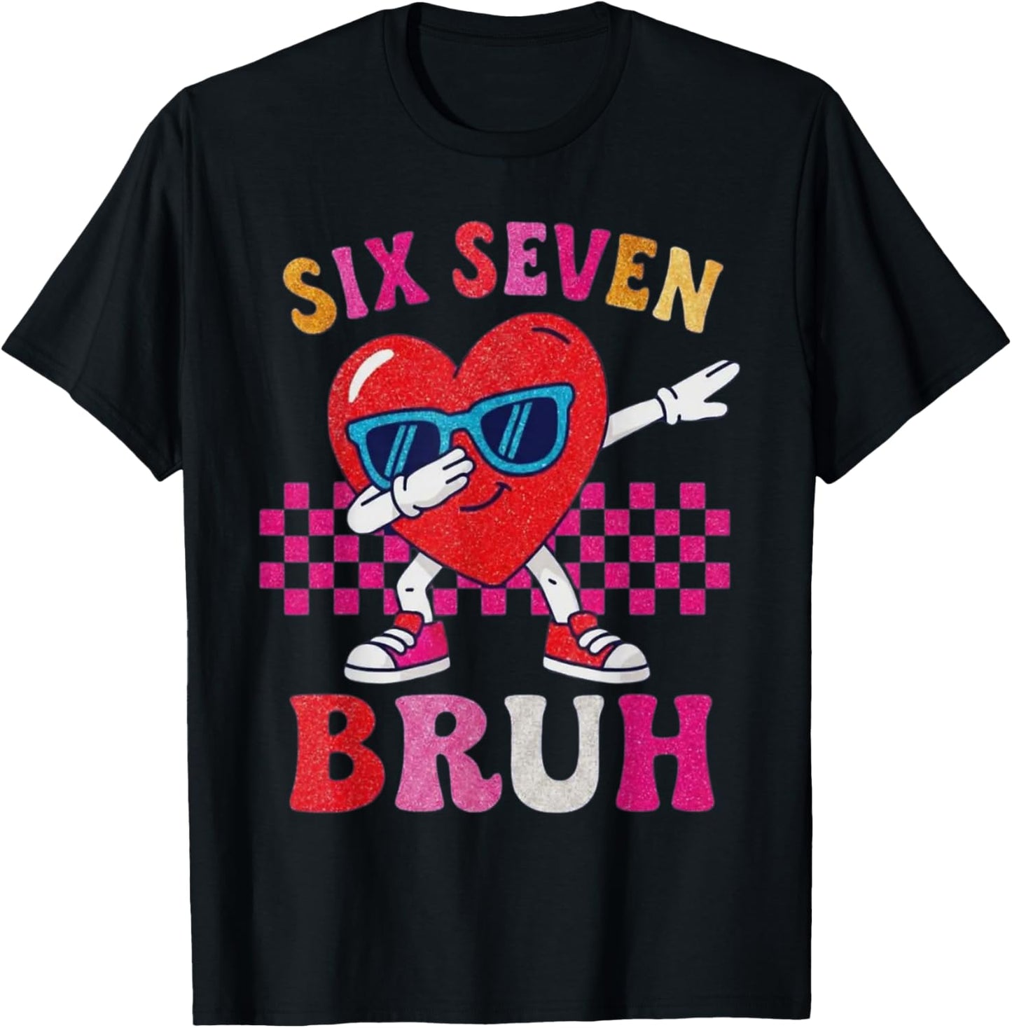 Six Seven 67 Meme Cool Valentine's Day for Boys Girls Teens Kids T-Shirt - T-Shirt | Black