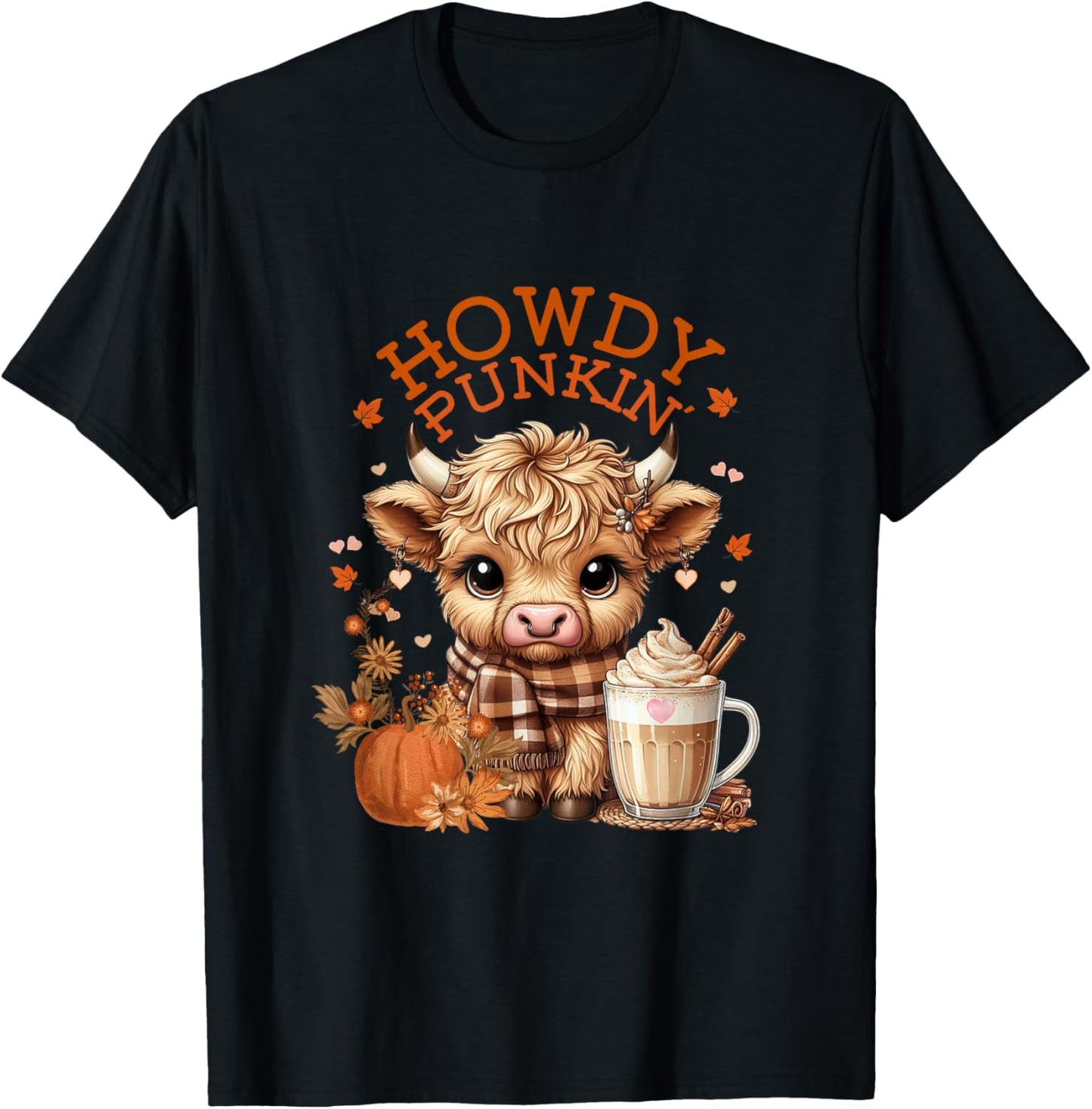 Highland Cow, Cute and Cozy Ready for Fall Fun! T-Shirt - T-Shirt | Black