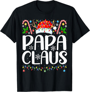Papa Claus Christmas Dad Xmas Matching Family Christmas T-Shirt - T-Shirt | Black